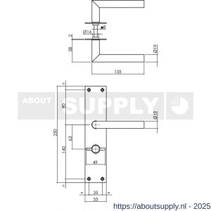 Intersteel 0583 deurkruk Jura met schild rechthoekig 250x55x2 mm WC 63/8 mm structuur zwart - S26007109 - afbeelding 2