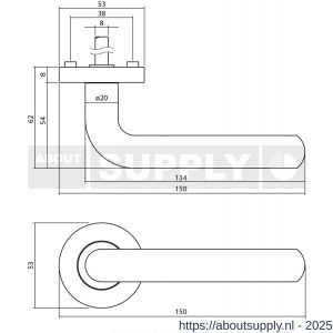 Intersteel 1683 deurkruk Agatha op rozet verdekt diameter 52x10 mm met nokken zwart - S26008991 - afbeelding 2