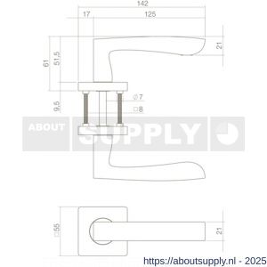 Intersteel 1712 deurkruk Minos op rozet verdekt 55x55x10 mm met nokken zwart - S26007117 - afbeelding 2