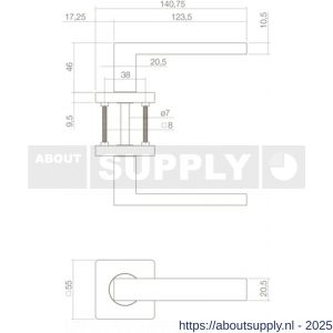 Intersteel 1713 deurkruk Hera op rozet verdekt 55x55x10 mm met nokken zwart - S26007118 - afbeelding 2