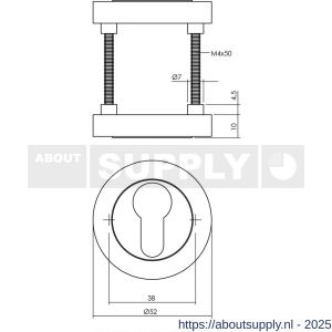 Intersteel 3476 cilinderrozetten verdekt diameter 52x10 mm met nokken zwart - S26011364 - afbeelding 1