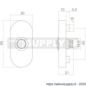 Intersteel 3990 beldrukker ovaal verdekt 65x30x10 RVS-zwart - S26007133 - afbeelding 2