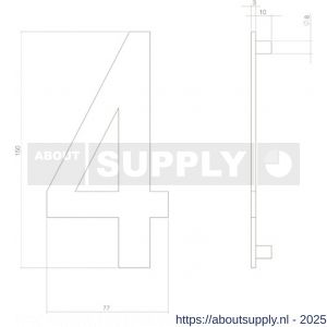 Intersteel 4020 huisnummer 4 150 mm RVS structuur zwart - S26009007 - afbeelding 2