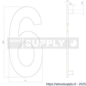 Intersteel 4020 huisnummer 6 150 mm RVS structuur zwart - S26009009 - afbeelding 2