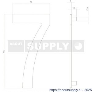 Intersteel 4020 huisnummer 7 150 mm RVS structuur zwart - S26009010 - afbeelding 2