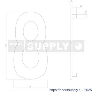Intersteel 4020 huisnummer 8 150 mm RVS structuur zwart - S26009011 - afbeelding 2