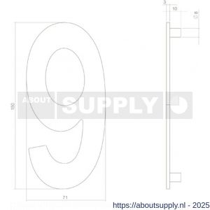 Intersteel 4020 huisnummer 9 150 mm RVS structuur zwart - S26009012 - afbeelding 2