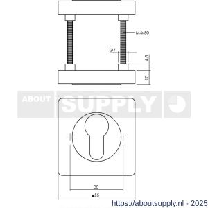Intersteel 3185 cilinderrozetten verdekt 55x55x10 mm met nokken antraciet grijs - S26011365 - afbeelding 1
