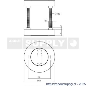Intersteel 3476 sleutelrozetten verdekt diameter 52x10 mm met nokken antraciet grijs - S26011343 - afbeelding 1