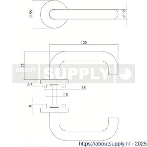 Intersteel 1011 deurkruk Rond op rozet verdekt diameter 55x8 mm met nokken RVS - S26010553 - afbeelding 2