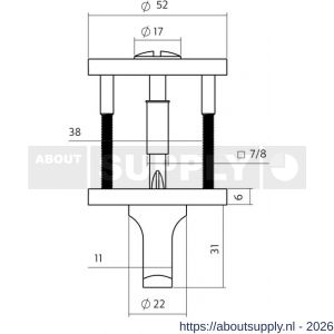Intersteel Essentials 1020 WC-sluiting verdekt diameter 52x6 mm met stift 6-8 mm PVD messing mat - S26010985 - afbeelding 2