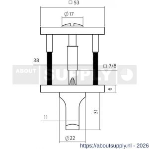 Intersteel Essentials 1030 WC-sluiting verdekt 53x53x6 mm met stift 6-8 mm PVD zwart - S26010999 - afbeelding 2