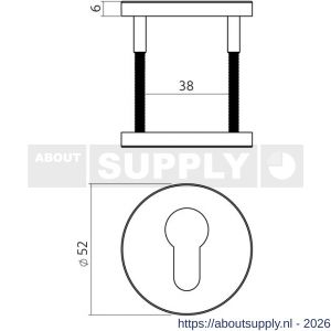 Intersteel Essentials 1020 cilinderrozetten verdekt diameter 52x6 mm PVD brons - S26010982 - afbeelding 2