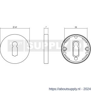 Intersteel Living 3186 sleutelplaatje kunststof verdekt diameter 49x7 mm messing getrommeld - Y26007588 - afbeelding 2