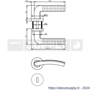 Intersteel Living 1688 deurkruk Sharon op rond rozet 7 mm nokken met sleutelgat plaatje chroom-nikkel mat - Y26004899 - afbeelding 2