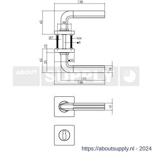 Intersteel Living 1718 deurkruk Amber op vierkante rozet 7 mm nokken met sleutelgat plaatje chroom-nikkel mat - Y26004994 - afbeelding 2