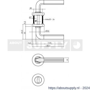 Intersteel Living 1719 deurkruk Bas op rond rozet 7 mm nokken met sleutelgat plaatje chroom-nikkel mat - Y26004999 - afbeelding 2