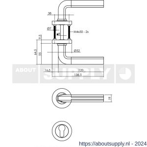 Intersteel Living 1719 deurkruk Bas op rond rozet 7 mm nokken met PC chroom-nikkel mat - Y26008016 - afbeelding 2
