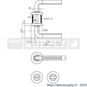 Intersteel Living 1719 deurkruk Bas op rond rozet 7 mm nokken met WC chroom-nikkel mat - Y26008017 - afbeelding 2