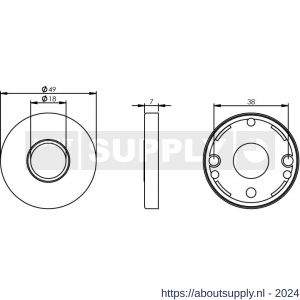 Intersteel 3186 rozet kunststof verdekt diameter 49x7 mm messing verchroomd - Y26007558 - afbeelding 2