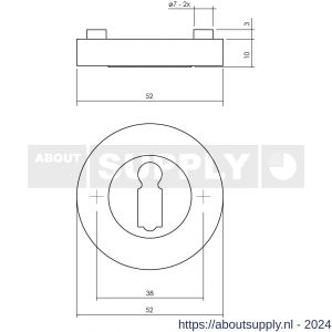 Intersteel Living 3476 sleutelplaatje verdekt met nokken diameter 52x10 mm zamak chroom-nikkel mat - Y26007598 - afbeelding 2
