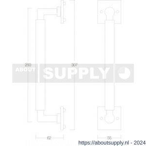 Intersteel Living 4261 greep Bau-stil 250 mm op rozet vierkant chroom-mat zwart - Y26001981 - afbeelding 2