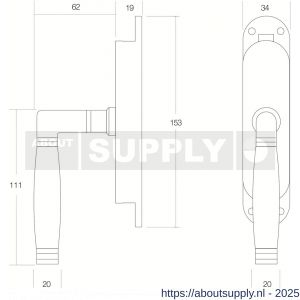Intersteel Living 5620 kruk-espagnolet links Ton 222 nikkel-ebbenhout - Y26007248 - afbeelding 2