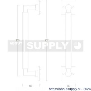 Intersteel Living 4261 greep Bau-stil 250 mm op rozet vierkant nikkel mat - Y26002043 - afbeelding 2