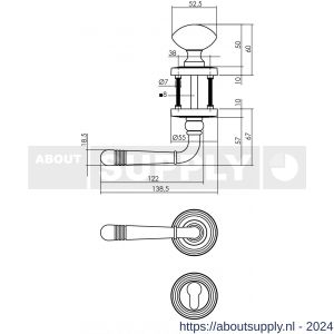 Intersteel Living 1725 wisselgarnituur links Emily op rond rozet met ril messing met PZ oud grijs - Y26008147 - afbeelding 2
