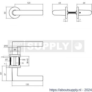 Intersteel Living 0055 deurkruk Broome op rozet diameter 50x7 mm met 7 mm nokken zwart - Y26009114 - afbeelding 2