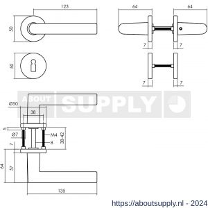 Intersteel Living 0055 deurkruk Broome op rozet diameter 50x7 mm met 7 mm nokken met sleutelplaatje zwart - Y26009116 - afbeelding 2