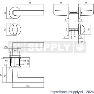 Intersteel Living 0055 deurkruk Broome op rozet diameter 50x7 mm met 7 mm nokken met WC-sluiting 8 mm zwart - Y26009118 - afbeelding 2