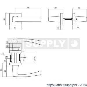Intersteel Living 0057 deurkruk Moora op rozet 50x50x10 mm met 7 mm nokken zwart - Y26009121 - afbeelding 2