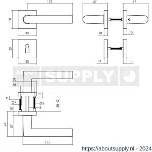 Intersteel Living 0058 deurkruk Broome op rozet 50x50x10 mm met 7 mm nokken met sleutelplaatje zwart - Y26009128 - afbeelding 2