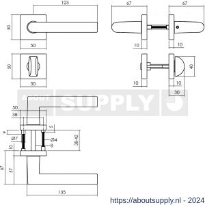 Intersteel Living 0058 deurkruk Broome op rozet 50x50x10 mm met 7 mm nokken met WC-sluiting 8 mm zwart - Y26009130 - afbeelding 2