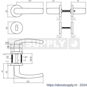 Intersteel Living 0060 deurkruk Denham op rozet diameter 50x7 mm met 7 mm nokken met sleutelplaatje zwart - Y26009138 - afbeelding 2