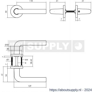 Intersteel Living 0073 deurkruk Derby op rozet diameter 50x7 mm met 7 mm nokken zwart - Y26009141 - afbeelding 2
