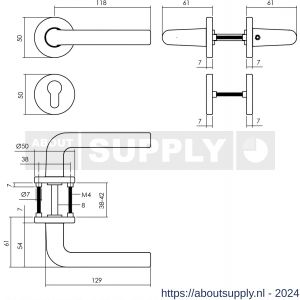 Intersteel Living 0073 deurkruk Derby op rozet diameter 50x7 mm met 7 mm nokken met profielcilinderplaatje zwart - Y26009144 - afbeelding 2