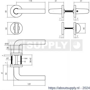 Intersteel Living 0073 deurkruk Derby op rozet diameter 50x7 mm met 7 mm nokken met WC-sluiting 8 mm zwart - Y26009145 - afbeelding 2
