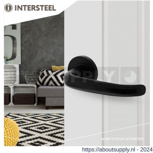 Intersteel Living 0101 deurkruk sabel op geveerde rozet diameter 55x8 mm met nokken diameter 6x12 mm aluminium zwart - Y26008172 - afbeelding 3