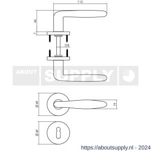 Intersteel Living 0200 deurkruk Phobos op rozet met sleutelplaatje mat zwart - Y26008177 - afbeelding 2