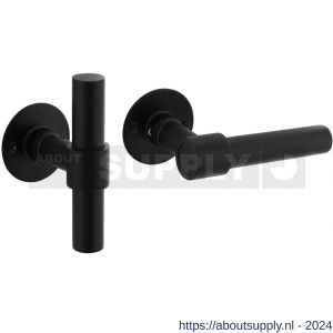 Intersteel Living 1671 deurkruk L/T-model recht met ronde platte rozet 50x2 mm RVS-zwart - Y26008225 - afbeelding 1