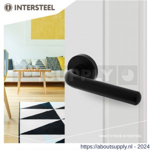 Intersteel Living 1683 deurkruk Agatha op ronde rozet 53x8 mm met nokken mat zwart - Y26008227 - afbeelding 3