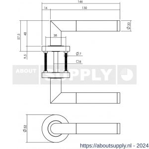 Intersteel Living 1693 deurkruk Bastian op ronde rozet 52x10 mm met nokken mat zwart - Y26008233 - afbeelding 2