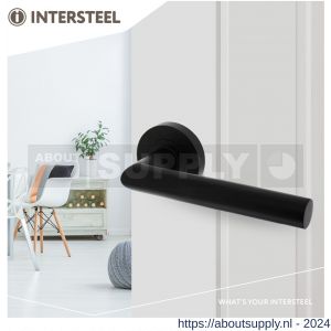 Intersteel Living 1693 deurkruk Bastian op ronde rozet 52x10 mm met nokken mat zwart - Y26008233 - afbeelding 3