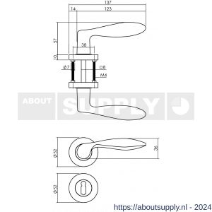 Intersteel Living 1695 deurkruk George op ronde rozet 52x10 mm met nokken met sleutelplaatje mat zwart - Y26008244 - afbeelding 2