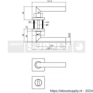 Intersteel Living 1707 deurkruk Bastian op rozet 55x55x10 mm met sleutelrozet zwart - Y26009159 - afbeelding 2