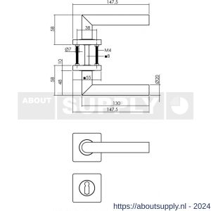 Intersteel Living 1707 deurkruk Bastian op rozet 55x55x10 mm met sleutelrozet zwart - Y26009159 - afbeelding 2
