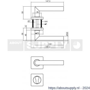 Intersteel Living 1707 deurkruk Bastian op rozet 55x55x10 mm met profielcilinderrozet zwart - Y26009160 - afbeelding 2