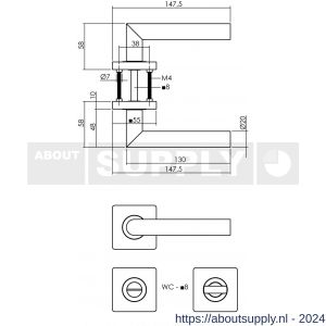 Intersteel Living 1707 deurkruk Bastian op rozet 55x55x10 mm met toiletsluiting 8 mm zwart - Y26009161 - afbeelding 2